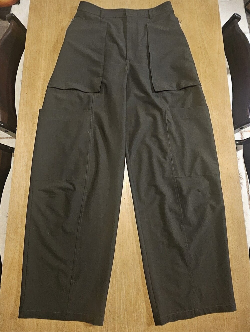 Zara Dark Green Wide Leg Utility Cargo Pants Women's Medium M High Rise - Picture 5 of 11